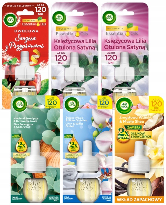 Air Wick náhradné náplne 6 × 19 ml – mix vôní